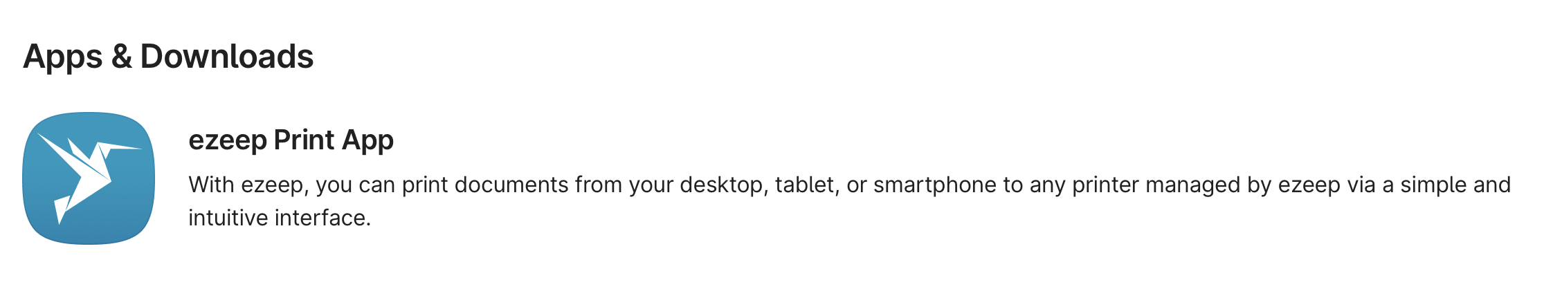Apps and Downloads - ezeep Print App