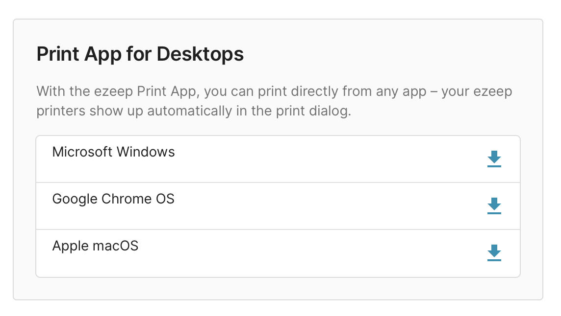 Print App for Desktops