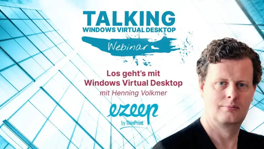 Person präsentiert auf einem Bildschirm ‚Talking Windows Virtual Desktop Introduction‘