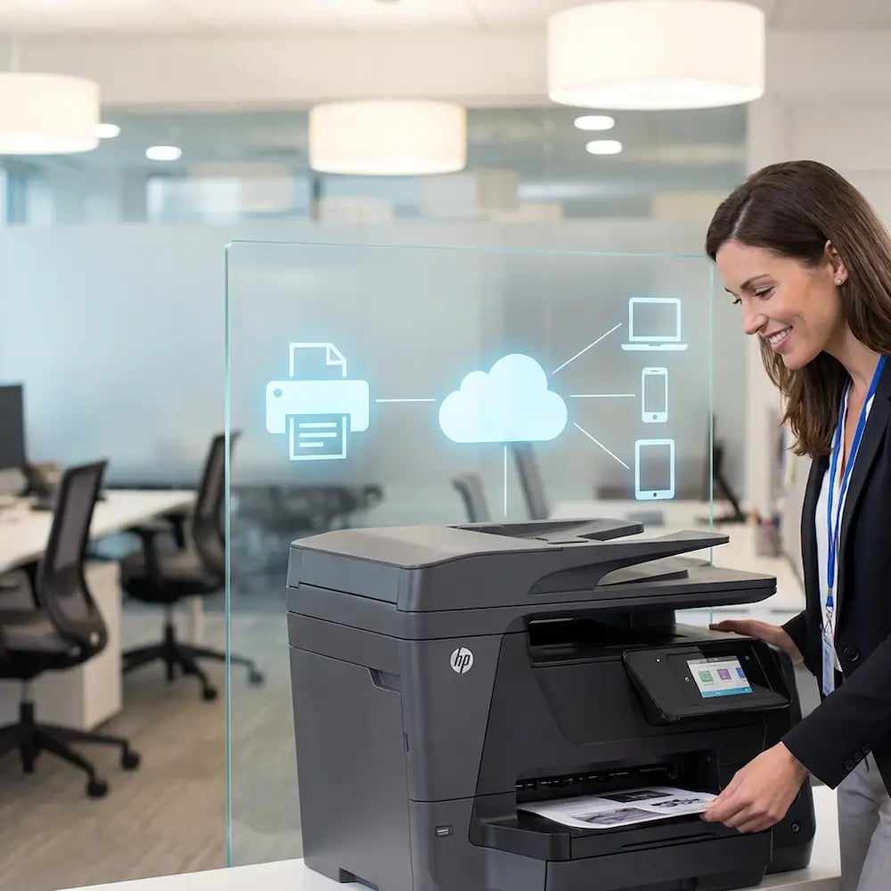 woman-printing-hp-printer