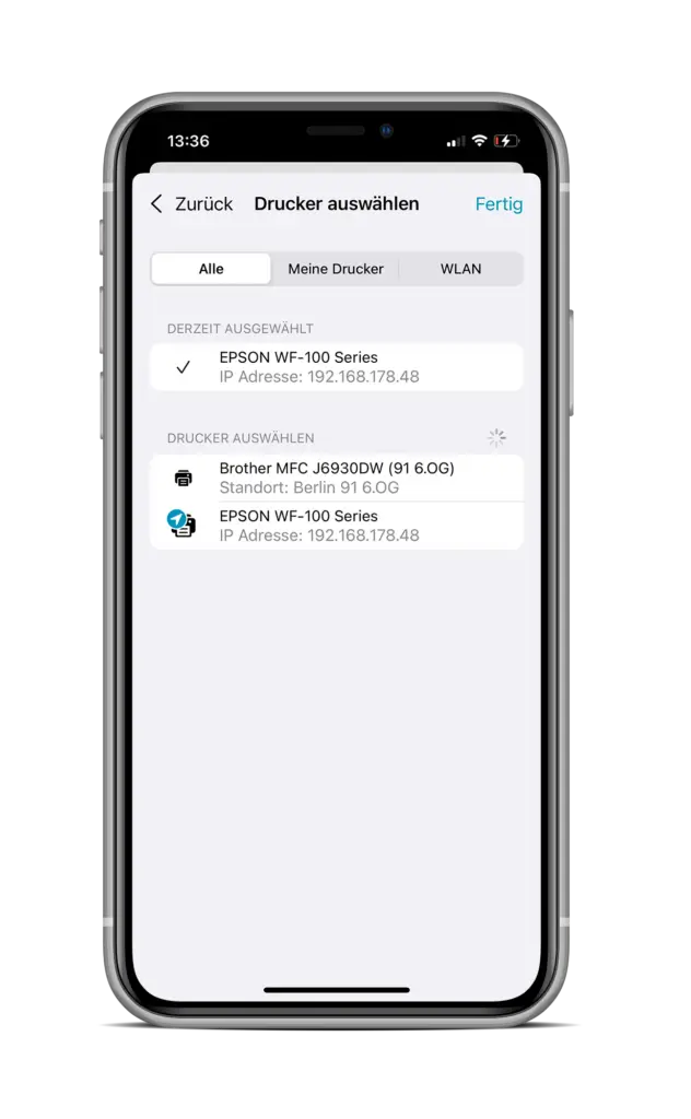Wähle deinen Drucker aus