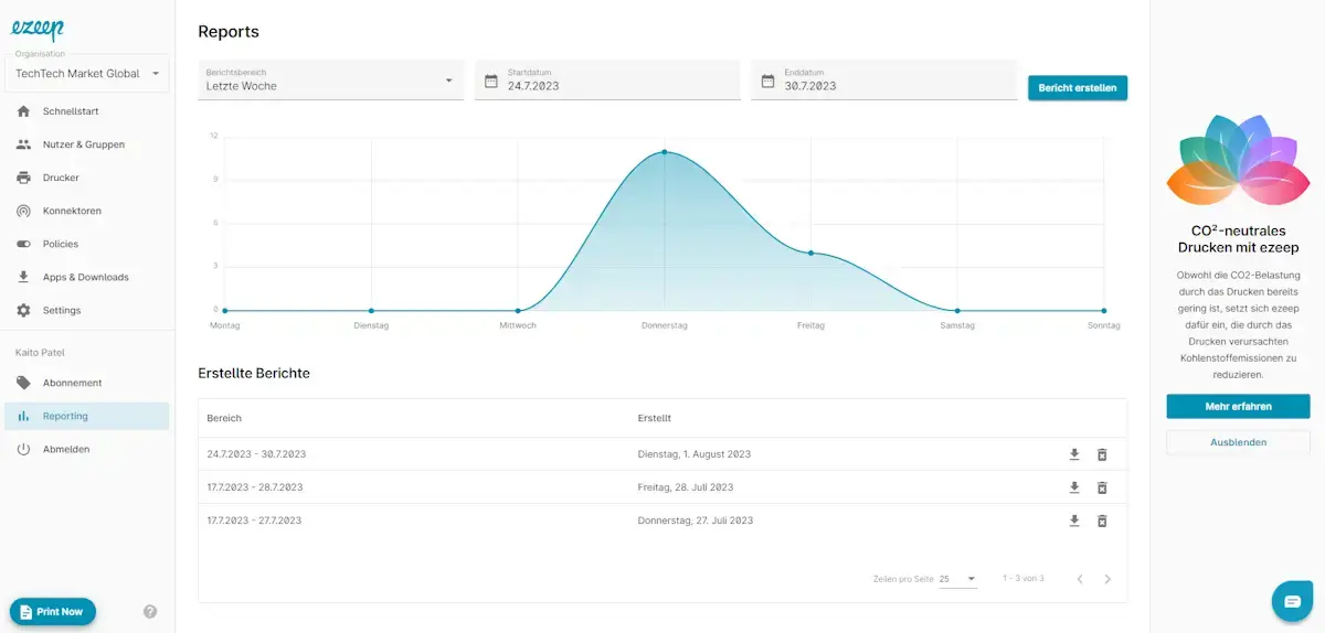Neu in ezeep: CO2-Emissionen von Druckaufträgen erfassen