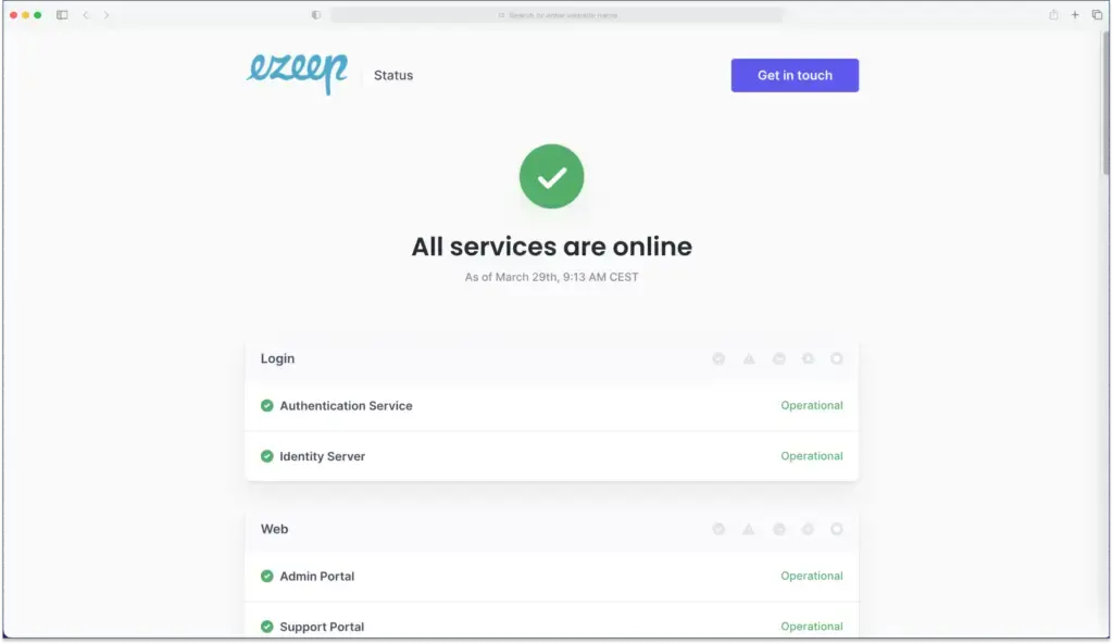 Wartungsarbeiten verfolgen auf status.ezeep.com