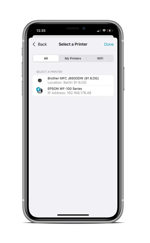 Select your WiFi Printer