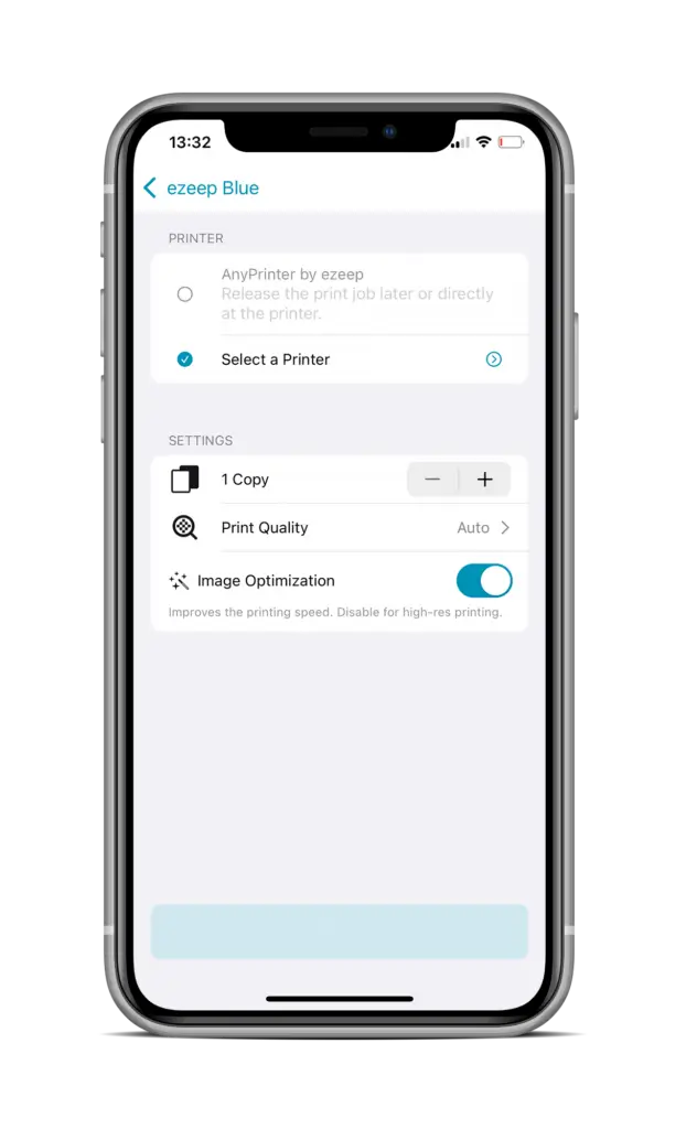 Tap on select a printer