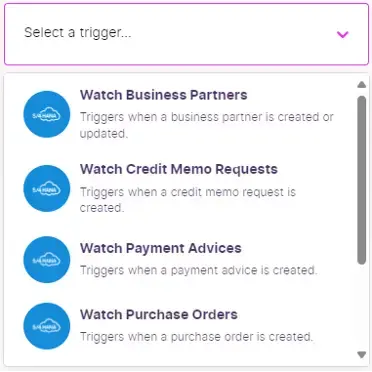 Different triggers in SAP Make