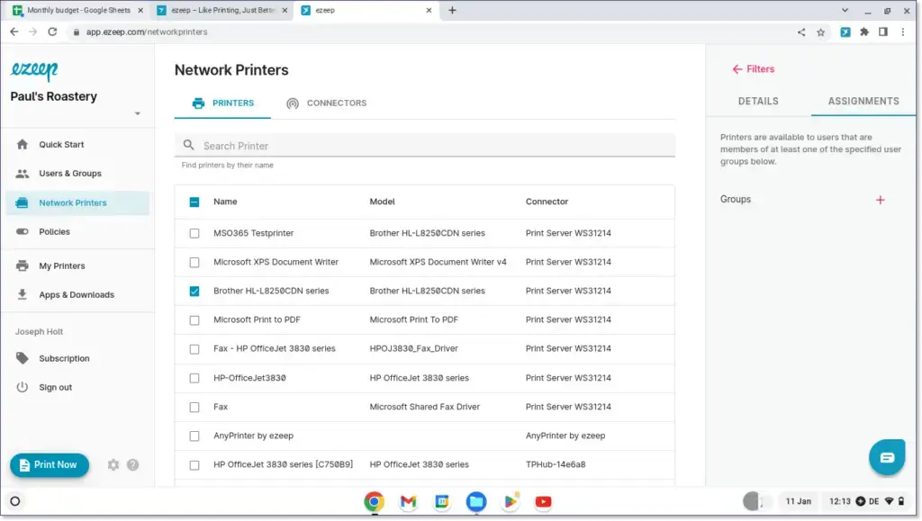 Network Printer overview with ezeeps Chromebook Cloud Printing
