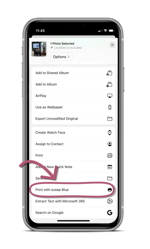 In the list, the option Print with ezeep should appear. Simply click to print!
