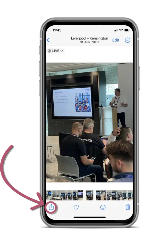 Pick a document which you want to print from one of your apps, like Photos, Files, and click on the Share button