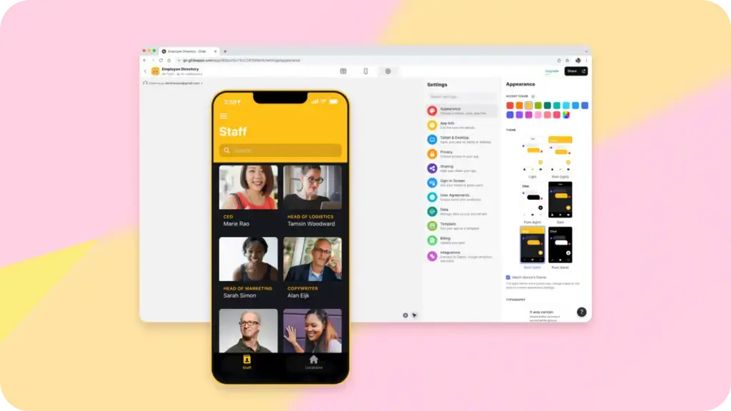 A screenshot of a Glide CRM workflow.