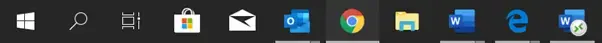 Taskbar showing two Microsoft Word app icons, one with a virtualization marker