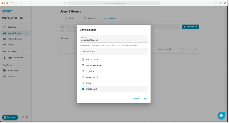 Automatic Group Assignment Window