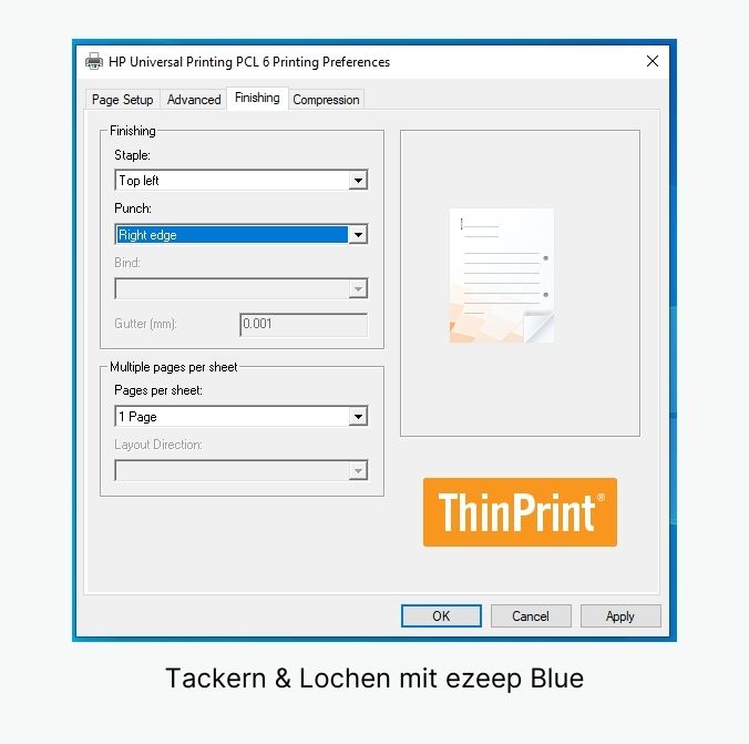 Tackern & Lochen mit ezeep Blue