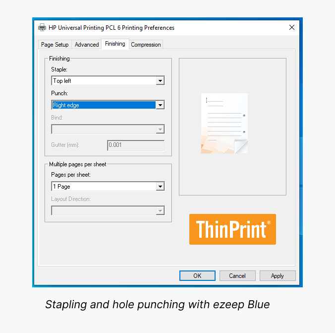 Stapling and hole punching with ezeep Blue