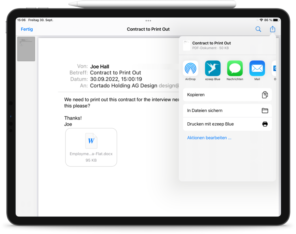 Email Drucken ezeep Blue