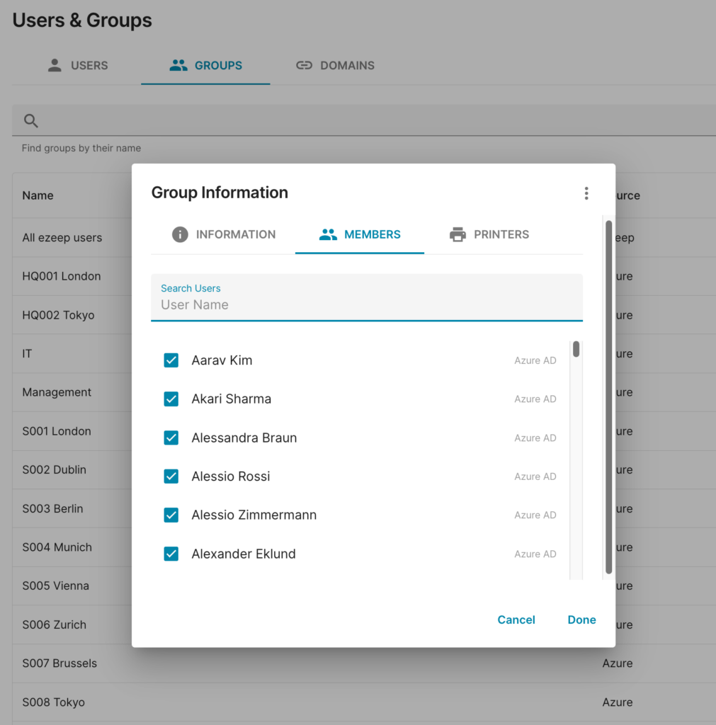 Group User Management with ezeep Blue