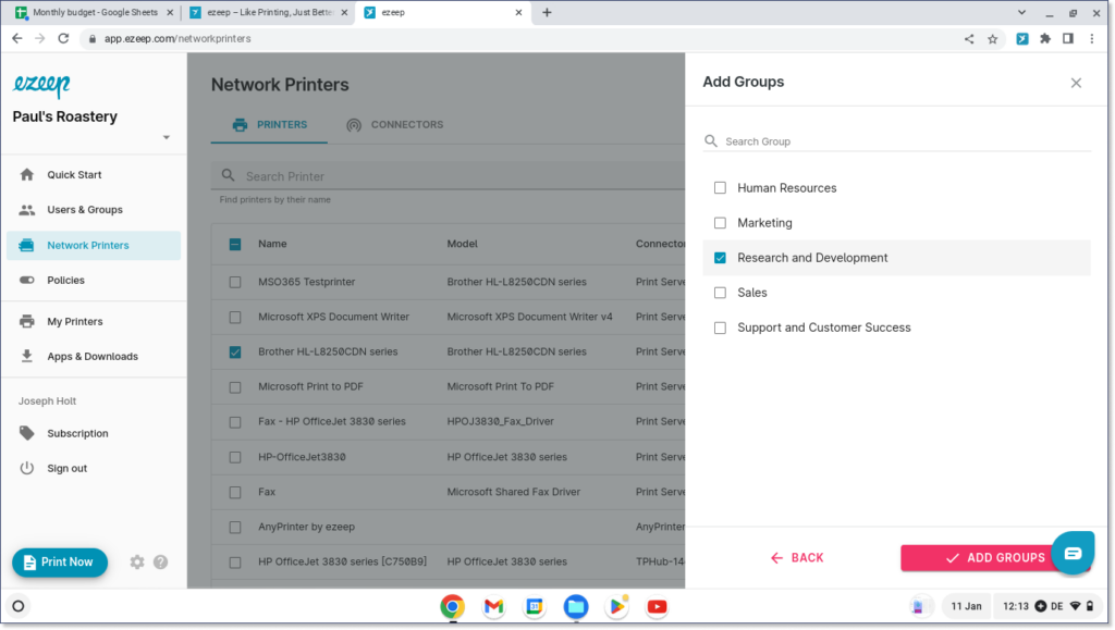 Printer-Assignment with ezeeps  Chromebook Cloud Printing