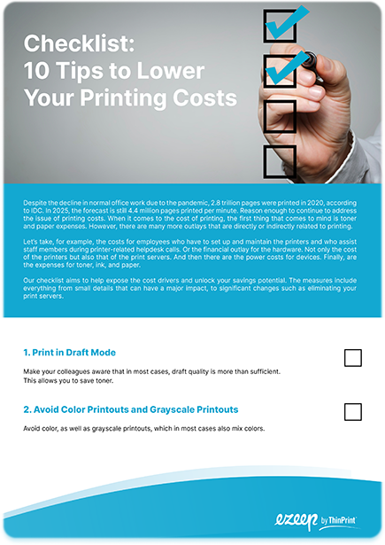 Download the Checklist 10 Tips to Lower YOur Printing Costs