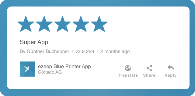 Benutzerbewertung von ezeep Blue printer app