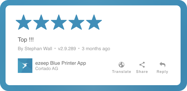 Benutzerbewertung von ezeep Blue printer app