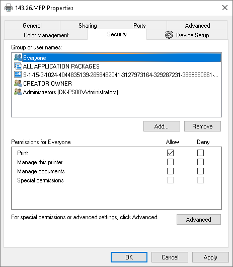 Prüfe ob die Druckerfreigabe auf dem Druckerserver aktiviert ist.