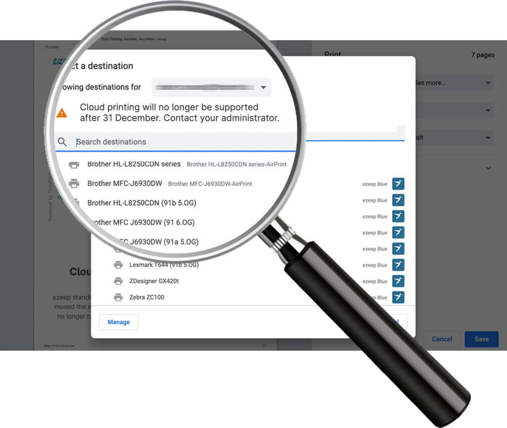 ezeep Chrome Extension Now as Substitute Google Cloud Print ezeep