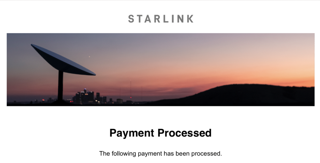 Starlink order